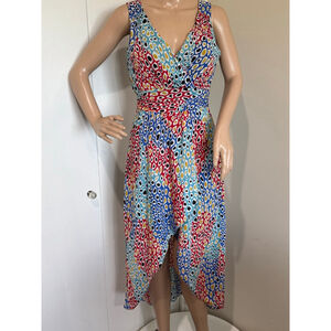 Women's Trina Turk Asymmetrical lined silk chiffon Dress Size 2 Multi-Color